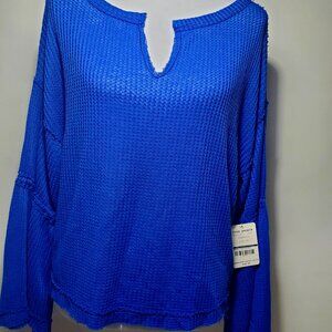 NWT Free People Waffle Knit Dahlia Bell Sweater